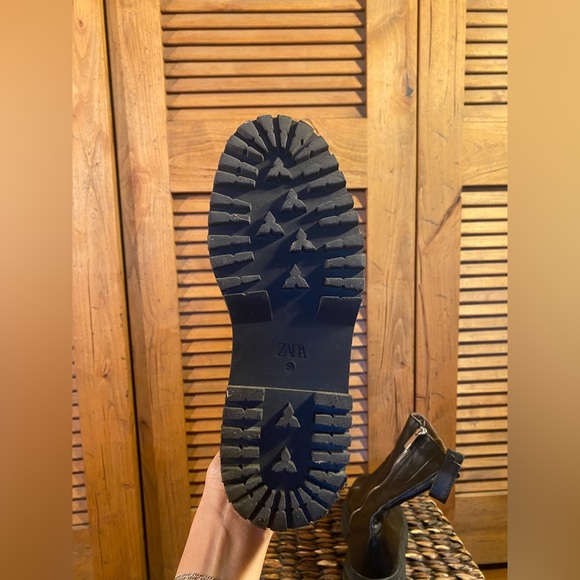 Zara Platform Black Boots Leather - Picture 9 of 10